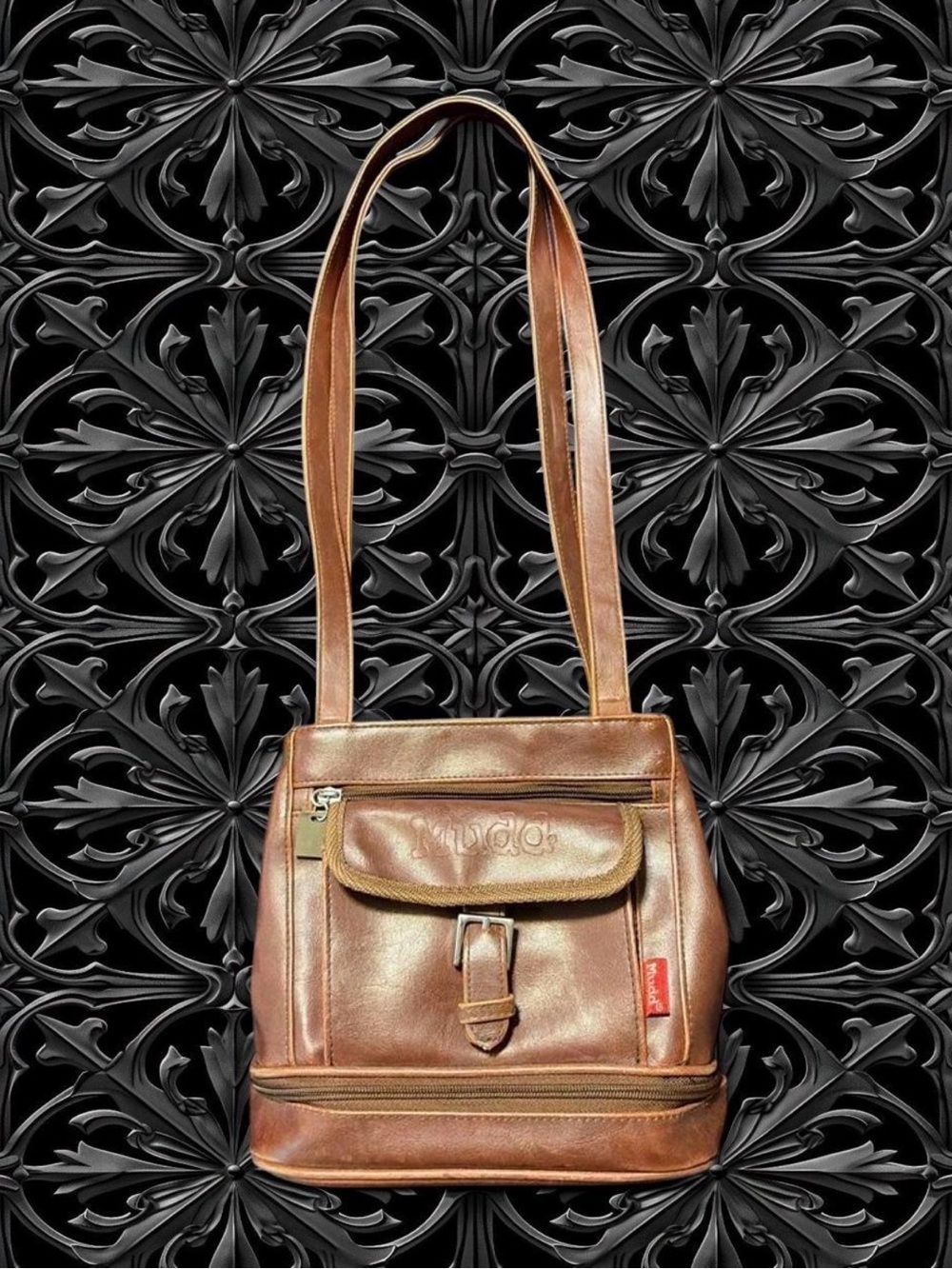 Mudd Brown Leather Shoulder Bag with Front Pocket